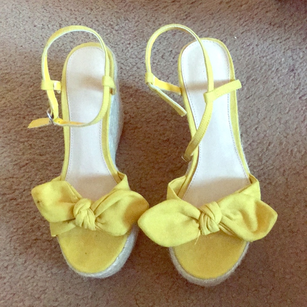 Yellow wedge heels
